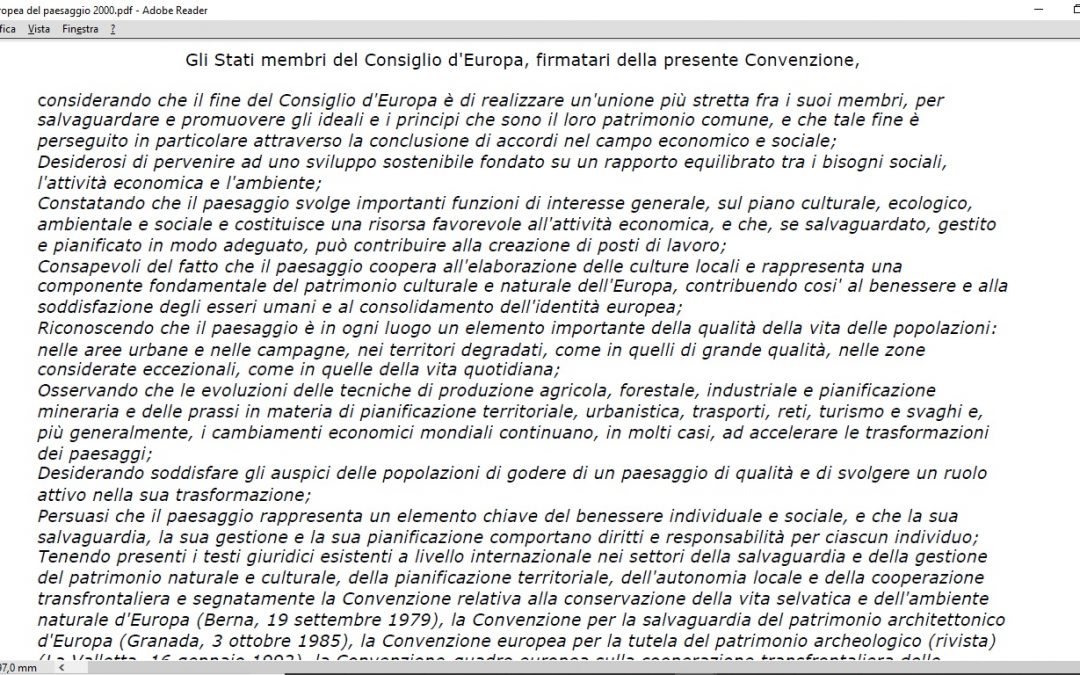 Convenzione Europea del Paesaggio – Firenze – 20-10-2000